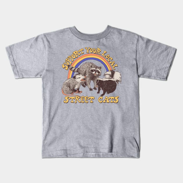 Support Your Local Street Cats (raccoon) Kids T-Shirt by Hillary White Rabbit